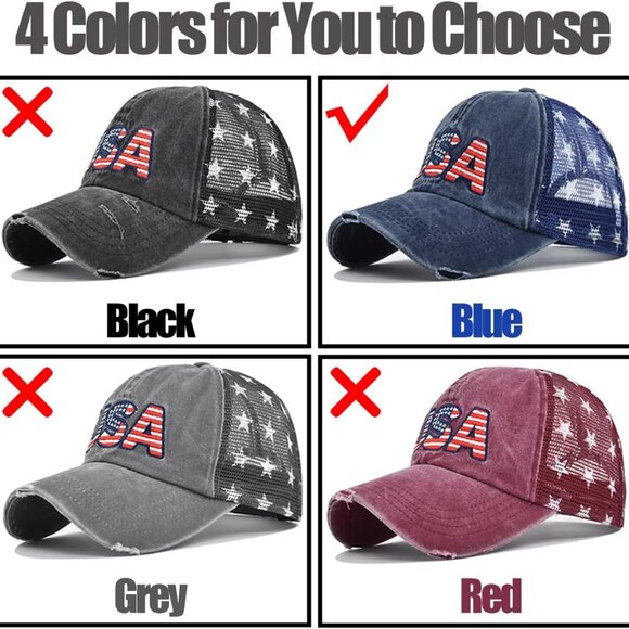 Vintage USA Baseball Cap Unisex Adjustable Patriotic 4th of July Hat - Picture 2 of 6